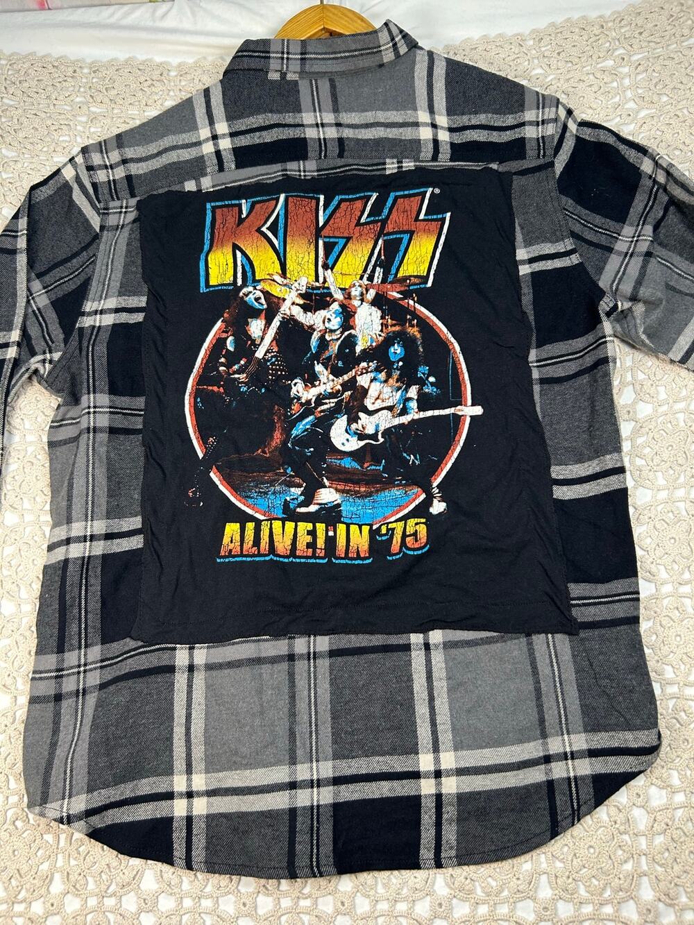 Upcycled Wrangler Buffalo Plaid Shacket Men’s Size L Star Wars Graphic Jacket